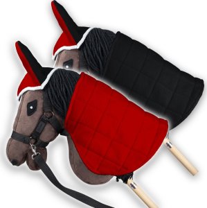Derka dwustronna i nauszniki Skippi dla Hobby Horse - czerwona i czarna 1