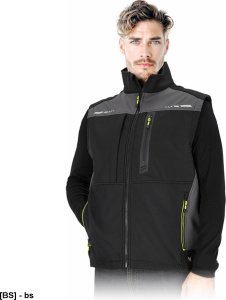 LH-VESTFOLD BS - Bezrękawnik ochronny męski stójka softshell oddychający 4 kieszenie dół regulacja troczki odblaski REGULAR splot twill 100% poliester membrana TPU polar 100%  305 g/m2 L 1