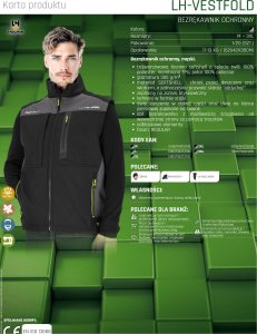 LH-VESTFOLD BS - Bezrękawnik ochronny męski stójka softshell oddychający 4 kieszenie dół regulacja troczki odblaski REGULAR splot twill 100% poliester membrana TPU polar 100%  305 g/m2 3XL 7