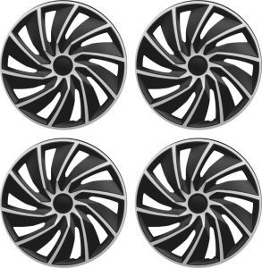 Komplet kołpaków na felgi stalowe Turbo Silver Black 15 cali 4