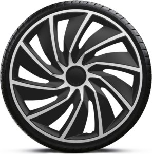 Komplet kołpaków na felgi stalowe Turbo Silver Black 16 cali 1
