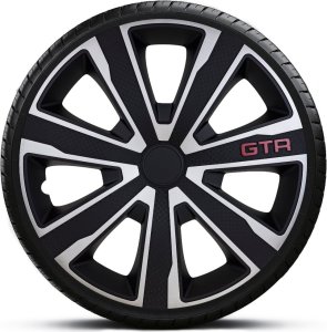 Komplet kołpaków na felgi stalowe GTR Carbon Silver Black 16 cali 1