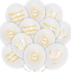 Balony Lateksowe Biae Komunia wita Mix 12szt 1