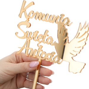 TOPPER na TORT dekoracje komunijne z imieniem KOMUNIA ŚWIĘTA ozdoba tortów 1