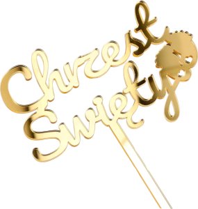 Topper CHRZEST święty toper na TORT dekoracja na chrzest PLEXI piker złoty 1