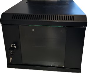 Szafa wisząca RACK 10'', 4U, 300mm, Netrack S-Line, czarna, drzwi szklane 1