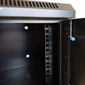 Szafa wisząca RACK 10'', 4U, 300mm, Netrack S-Line, czarna, drzwi szklane 3