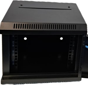 Szafa wisząca RACK 10'', 4U, 300mm, Netrack S-Line, czarna, drzwi szklane 4