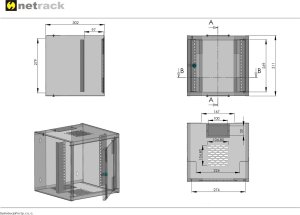 Szafa NetRack Szafa wisząca RACK 10'', 6U, 300mm, Netrack S-Line, czarna, drzwi szklane 6