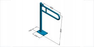 Poręcz łukowa uchylna O 32mm. mocowana do podłogi, wykonana ze stali nierdzewnej kwasoodpornej AISI 304, wykończenie polerowane, możliwość zamątowania uchwytu na papier toaletowy PBPX, wymiar: 600 mm. 2
