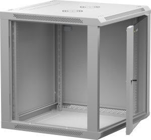 Szafa wisząca RACK 19" 12U, 600mm, Netrack F-Line, szara, drzwi szklane, otwierane boki 2