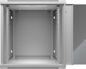 Szafa wisząca RACK 19" 12U, 600mm, Netrack F-Line, szara, drzwi szklane, otwierane boki 3