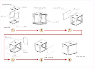 Szafa wisząca RACK 19" 12U, 600mm, Netrack F-Line, szara, drzwi szklane, otwierane boki 8