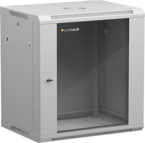 Szafa wisząca RACK 19" 12U, 450mm, Netrack F-Line, szara, drzwi szklane, otwierane boki 1