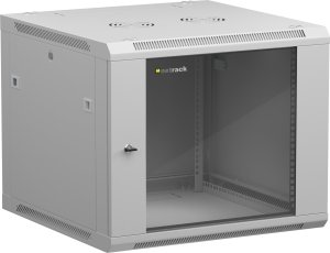 Szafa wisząca RACK 19" 9U, 600mm, Netrack F-Line, szara, drzwi szklane, otwierane boki 1