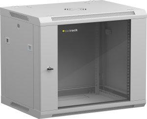 Szafa wisząca RACK 19" 9U, 450mm, Netrack F-Line, szara, drzwi szklane, otwierane boki 1