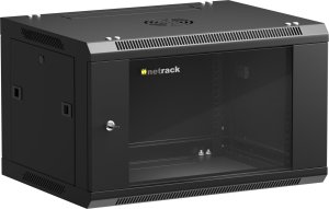 Szafa wisząca RACK 19" 6U, 450mm, Netrack F-Line, czarna drzwi szklane, otwierane boki 1