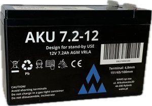 akumulator AGM 12V / 7,2Ah 151x65x94mm konektor 4,8mm 1