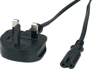 POSAC-C7UK18BK: POS AC-UK cable C7-YJT2[2,5A]-BS1363-YJ08[3A] H03VVH2-F2G0,75 L=1800 black 1