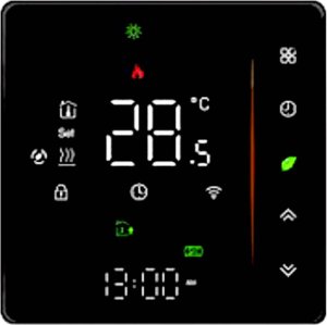 Termostat do ogrzewania elektrycznego, 16A, WI-FI, kwadrat, mleczne szkło, czarny, model 003 1
