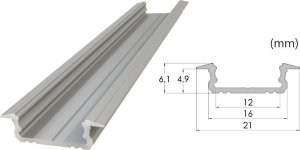 Wpuszczany profil ALU anoda srebrny 5x16mm 3030mm GROOVE anoda silver 1
