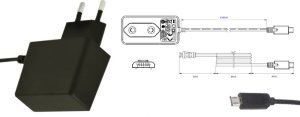 Zasilacz POSC 5V/2A/10W, adapter czarny, gniazdo AC:CEE 7/16. wtyk micro USB 1