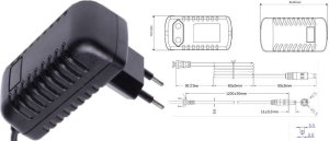 Zasilacz wtyczkowy POSB12100A-25 12V/1A wtyk 2.5x5.5 1