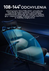 Fotel ergonomiczny gamingowy Angel Furia PRO z podnóżkiem 12