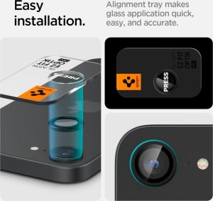 OSŁONA APARATU SPIGEN OPTIK PRO GLAS.TR "EZ FIT" CAMERA PROTECTOR 2-PACK IPHONE 16E BLACK 8