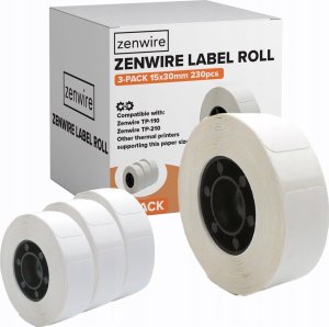 Etykiety Termiczne Samoprzylepne 3-pak 230 szt Rolki 15x30 mm do Mini Drukarki Zenwire TP-110 1