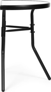 Stolik półokrągły szklany kawowy na balkon taras patio czarny 4