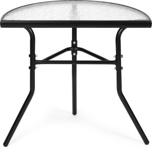 Stolik półokrągły szklany kawowy na balkon taras patio czarny 5
