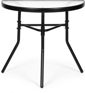 Stolik półokrągły szklany kawowy na balkon taras patio czarny 7