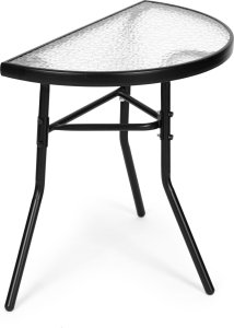 Stolik półokrągły szklany kawowy na balkon taras patio czarny 8