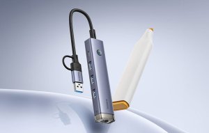 Hub 4w1 Baseus UltraJoy USB-A&USB-C do 3xUSB3.0+USB-C+RJ45 (szary) 15