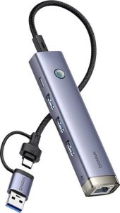 Hub 4w1 Baseus UltraJoy USB-A&USB-C do 3xUSB3.0+USB-C+RJ45 (szary) 2