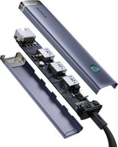 Hub 4w1 Baseus UltraJoy USB-A&USB-C do 3xUSB3.0+USB-C+RJ45 (szary) 4