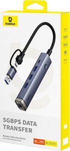 Hub 4w1 Baseus UltraJoy USB-A&USB-C do 3xUSB3.0+USB-C+RJ45 (szary) 7