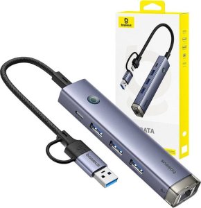 Hub 4w1 Baseus UltraJoy USB-A&USB-C do 3xUSB3.0+USB-C+RJ45 (szary) 9