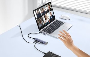 Hub 4w1 Baseus UltraJoy USB-A&USB-C do 3xUSB3.0+USB-C+RJ45 (szary) 10