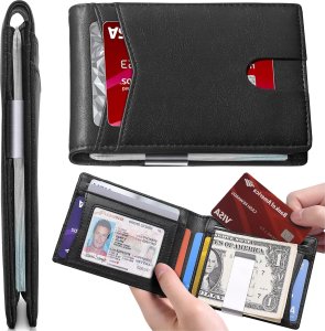 Portfel RFID Etui ochronne blokujące sygnał na karty dokumenty cienki Alogy Small męski damski Wallet Czarny 1