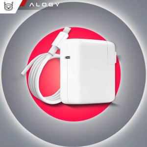 Ładowarka Zasilacz do Apple MacBook Alogy Universal Charger Kabel 2m USB-C do USB-C Szybkie ładowanie PowerDelivery PD 87W Biały 14