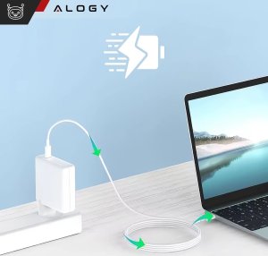 Ładowarka Zasilacz do Apple MacBook Alogy Universal Charger Kabel 2m USB-C do USB-C Szybkie ładowanie PowerDelivery PD 87W Biały 3
