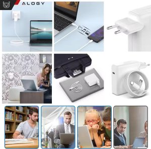 Ładowarka Zasilacz do Apple MacBook Alogy Universal Charger Kabel 2m USB-C do USB-C Szybkie ładowanie PowerDelivery PD 96W Biały 5