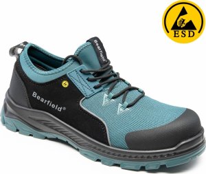 BBBO S1PS SR FO ESD - półbut wytrzymała tkanina poliestera mikrofibra higroskopijna wyściółka wkładka antygrzybiczna - czarny-turkusowy 44 14