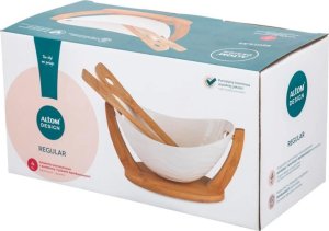 Miska do sałatek z przyborami salaterka z podstawką porcelana Altom Design Regular 3