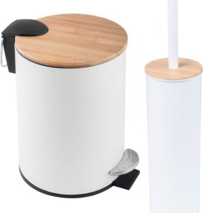 Zestaw Łazienkowy z Bambusa  Kosz na śmieci i szczotka do WC - Komfort i Nowoczesny Design - YOKA 1