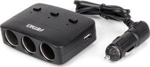 Rozdzielacz gniazda zapalniczki z ładowarką 2x usb-a on/off led 12v 24v 100w 70cm amio-04363 1