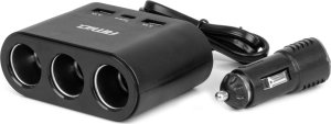 Rozdzielacz gniazda zapalniczki z ładowarką 2x usb-a 1x usb-c 12v 24v 120w 70cm amio-04361 1