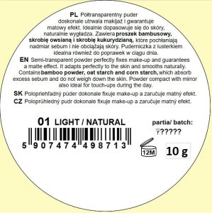 Hean Puder utrwalający Feel Natural! Fixing powder 10g Light/Natural (01) 1